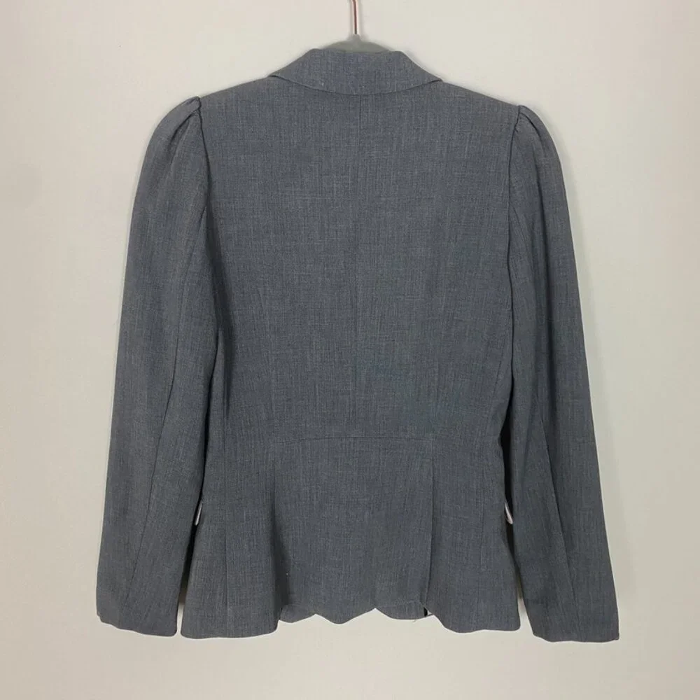 H&M Blazer Puff Shoulder Grey Womens 6 Career Professional Jacket